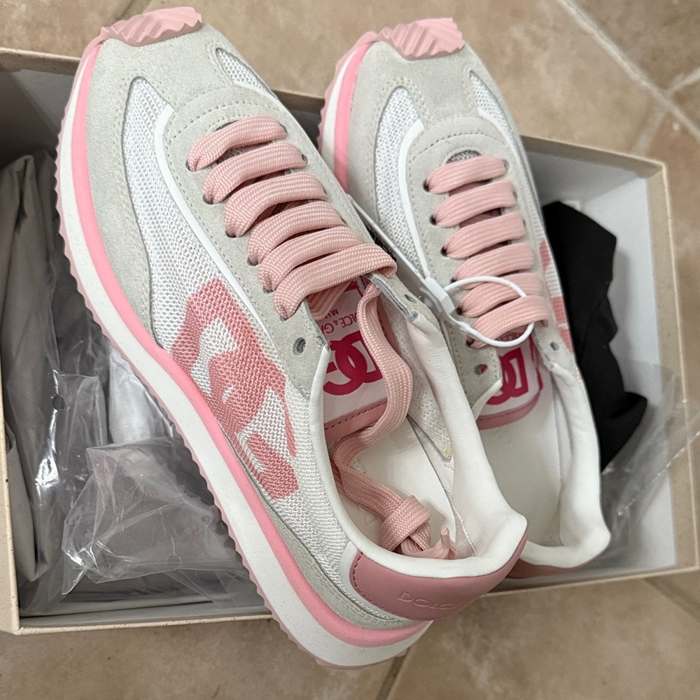 Dolce & Gabbana Pink and White Women's Sneakers